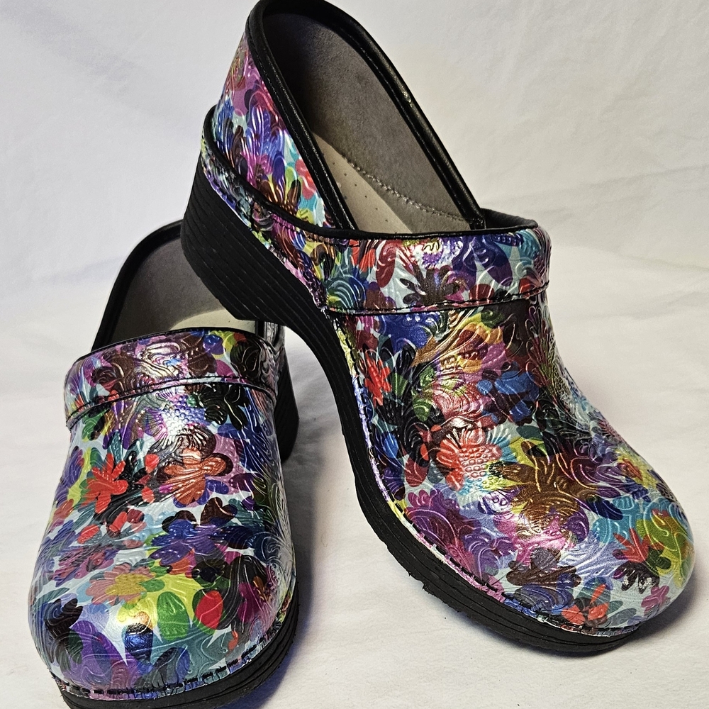 Dansko Multicolor Floral Women's Mules. Size 8